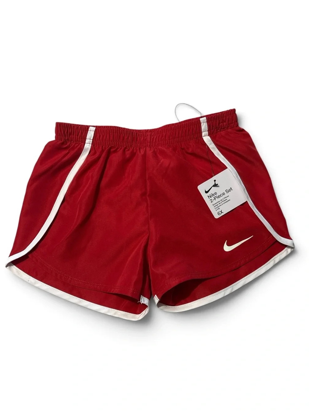 Nike White Tee with Red Heart Logo & Red Athletic Shorts
